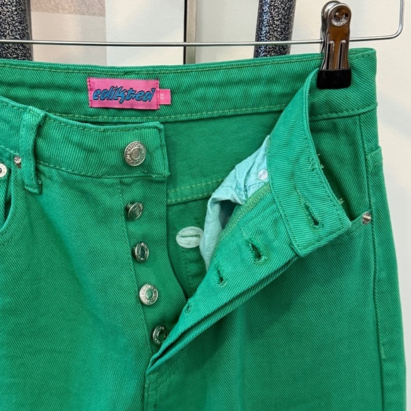 Edikted‎ High Waist Wide Leg Jeans Emerald Green XS - Picture 7 of 11